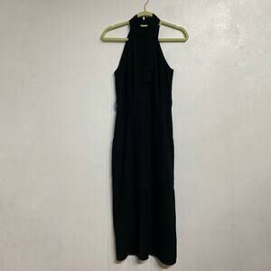 River Island Black Midi Halter Dress Sz 8